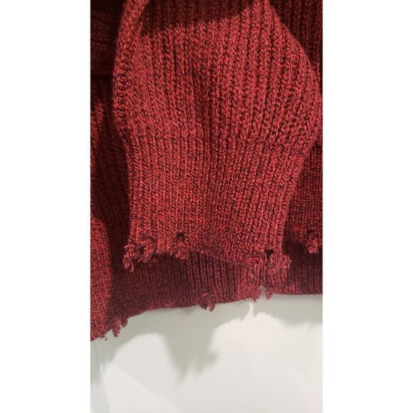 Pistola Distressed Cotton Crew Neck Pullover Sweater in Cherry Black Marl XL - Picture 10 of 11